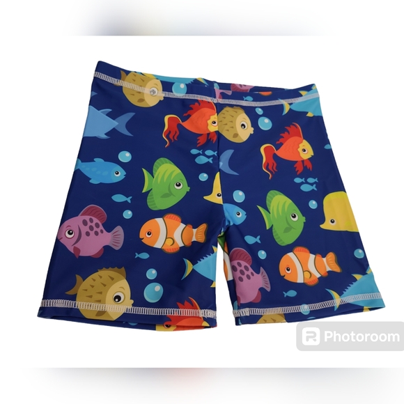 Kids Two Piece Cartoon Shark Print Short Sleeve Swimsuits UV Rash Guard Size 14 - Picture 8 of 12